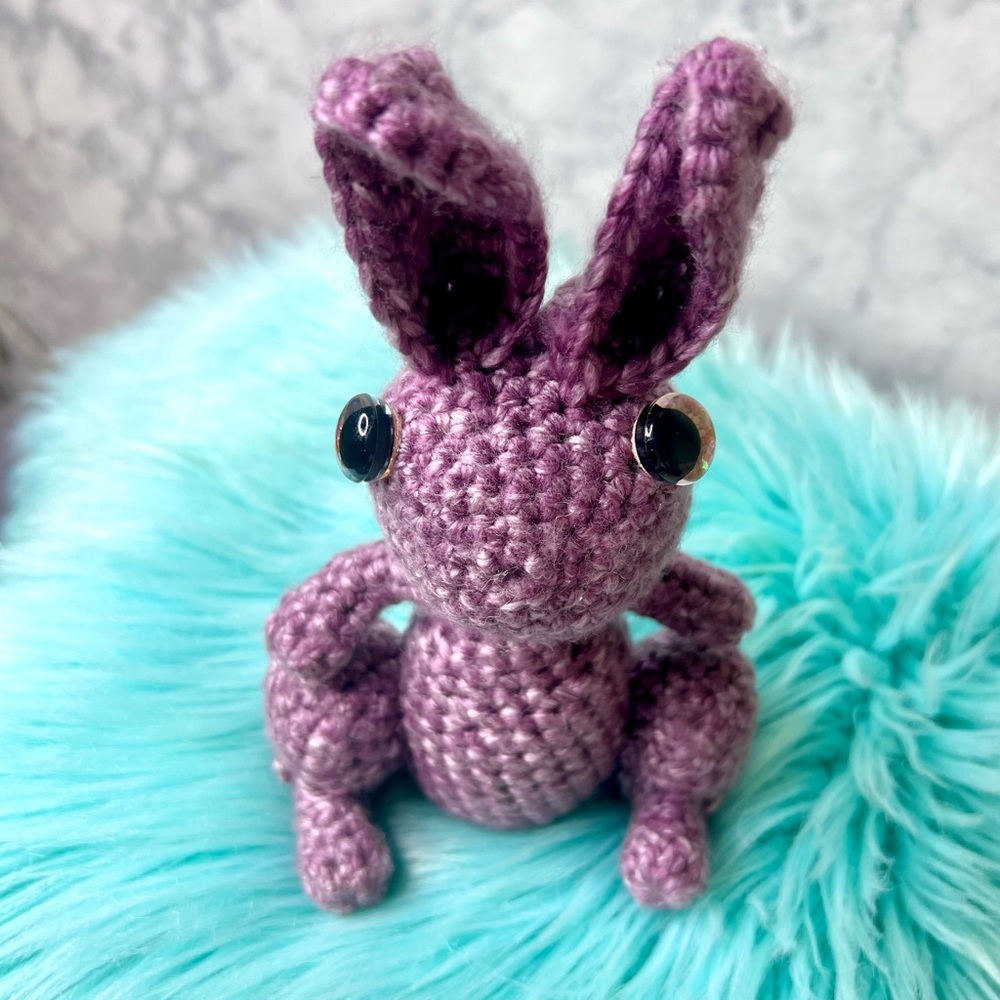 Handmade Purple Bunny Plush Crochet Toy Decor Acyclic & WOOL Blend PinkRainCloud - Picture 4 of 10